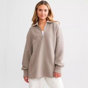 [Varley] Women's Taupe Quarter-Zip Pullover